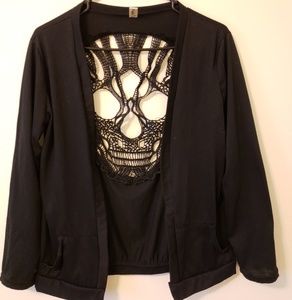 Crocheted skull cardigan